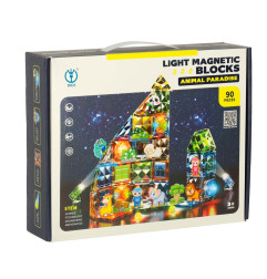 3D šviečiantis magnetinis konstruktorius gyvūnų parkas 90 detalių