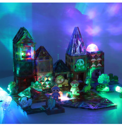 3D šviečiantis magnetinis konstruktorius gyvūnų parkas 124 detalės