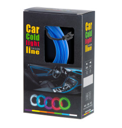 LED aplinkos apšvietimas automobiliui / automobilio USB / 12V juosta 3 m mėlyna