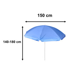 Paplūdimio skėtis reguliuojamas laužomas UV sulankstomas 150 cm mėlynas