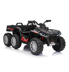 Vaikiškas elektrinis keturratis su priekaba TX ATV, Juodas