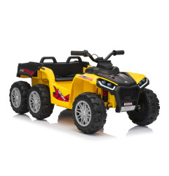 Vaikiškas elektrinis keturratis su priekaba TX ATV, Geltonas