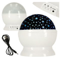 Žvaigždžių projektorius naktinė švieselė 2in1 USB baltas