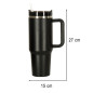Termo puodelis su šiaudeliu ir rankenėle termosas 1200ml juodas Termo puodelis su šiaudeliu ir rankenėle termosas 1200ml juodas