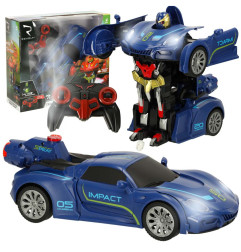 RC valdomas Transformeris robotas automobilis mėlynas