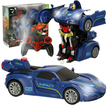 RC valdomas TRANSFORMING ROBOT RACER mėlynas
