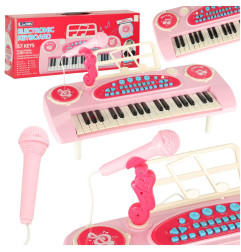 Vaikiška Klaviatūra pianinas ir mikrofonas rožinės spalvos