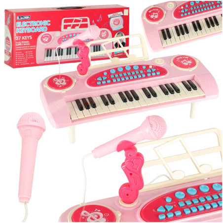 Vaikiška Klaviatūra pianinas ir mikrofonas rožinės spalvos