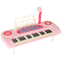 Vaikiška Klaviatūra pianinas ir mikrofonas rožinės spalvos