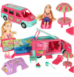 Lėlių automobilis kempingas kemperis priedai lėlių baseinas