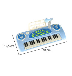 Vaikiška Klaviatūra pianinas su mikrofonu mėlynas