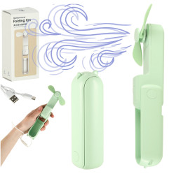 Stalinis ventiliatorius mini rankinis sulankstomas ventiliatorius nešiojamas USB žalias