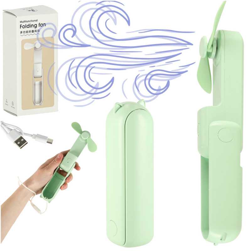 Stalinis ventiliatorius mini rankinis sulankstomas ventiliatorius nešiojamas USB žalias Stalinis ventiliatorius mini rankinis sulankstomas ventiliatorius nešiojamas USB žalias