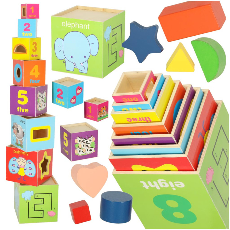 Mokomasis medinis bokštas rūšiuoklis formų mokymasis skaičiuoti 71cm XXL Mokomasis medinis bokštas rūšiuoklis formų mokymasis skaičiuoti 71cm XXL