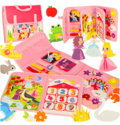 Sensorinė montessori manipuliavimo lenta rožiniame dėkle