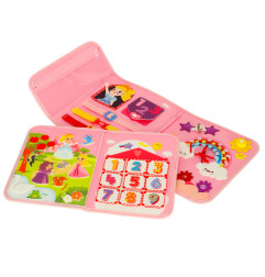 Sensorinė montessori manipuliavimo lenta rožiniame dėkle