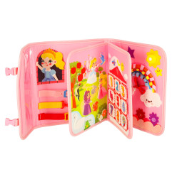 Sensorinė montessori manipuliavimo lenta rožiniame dėkle