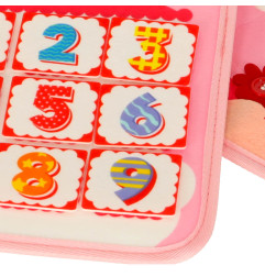 Sensorinė montessori manipuliavimo lenta rožiniame dėkle