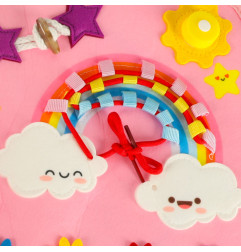 Sensorinė montessori manipuliavimo lenta rožiniame dėkle