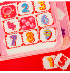 Sensorinė montessori manipuliavimo lenta rožiniame dėkle