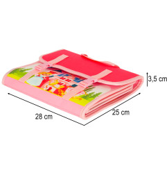 Sensorinė montessori manipuliavimo lenta rožiniame dėkle