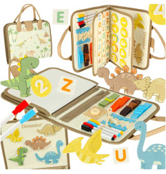 Sensorinė montessori manipuliacinė lenta dinozaurų dėklas
