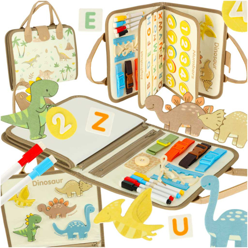 Sensorinė sensorinė montessori manipuliacinė lenta dinozaurų dėklas Sensorinė sensorinė montessori manipuliacinė lenta dinozaurų dėklas