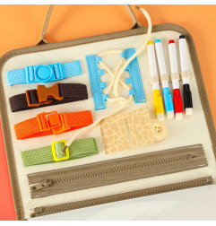 Sensorinė montessori manipuliacinė lenta dinozaurų dėklas