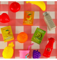 Žaislinis Pikniko krepšelis su maisto produktais, indais ir kitais priedais