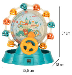 karuselė su rutuliukus gaudančiu vairu