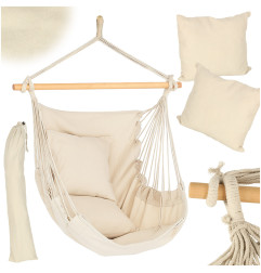 Pakabinamas braziliškas krėslas su kojų atrama - beige spalvos (130cm)