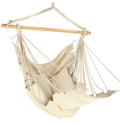 Pakabinamas braziliškas krėslas su kojų atrama - beige spalvos (130cm)