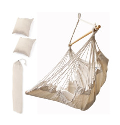 Pakabinamas braziliškas krėslas su kojų atrama - beige spalvos (130cm)