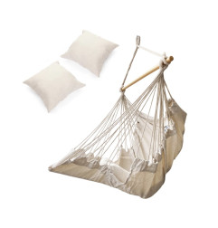 Pakabinamas braziliškas krėslas su kojų atrama - beige spalvos (130cm)