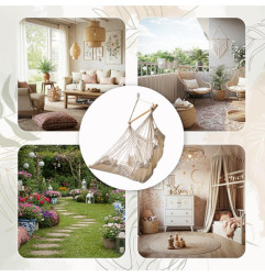 Pakabinamas braziliškas krėslas su kojų atrama - beige spalvos (130cm)