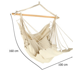 Pakabinamas braziliškas krėslas su kojų atrama - beige spalvos (130cm)