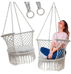Pakabinamas krėslas su nugaros atlošu - pilkos spalvos (80cm 150kg)