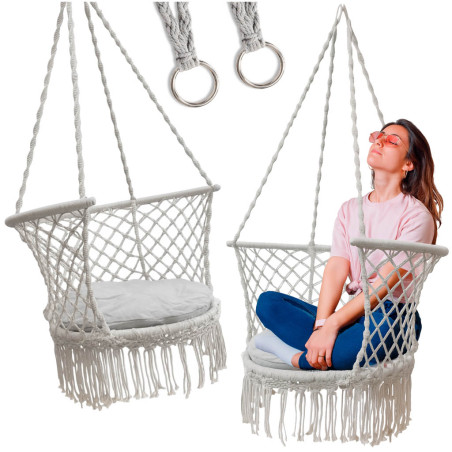 Sodo sūpynės/krėslas "Stork's nest" su atlošu pilkos spalvos 80 cm 150 kg