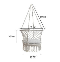 Pakabinamas krėslas su nugaros atlošu - pilkos spalvos (80cm 150kg)