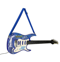 Elektrinė roko gitara su stiprintuvu ir mikrofonu vaikams mėlyna