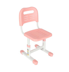 Vaikiškas rašomasis stalas su stalčiumi, kėde lempa rožinės spalvos