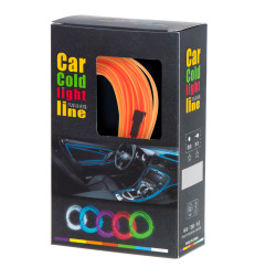 LED aplinkos apšvietimas automobiliui / automobilio USB / 12V juosta 5 m oranžinė