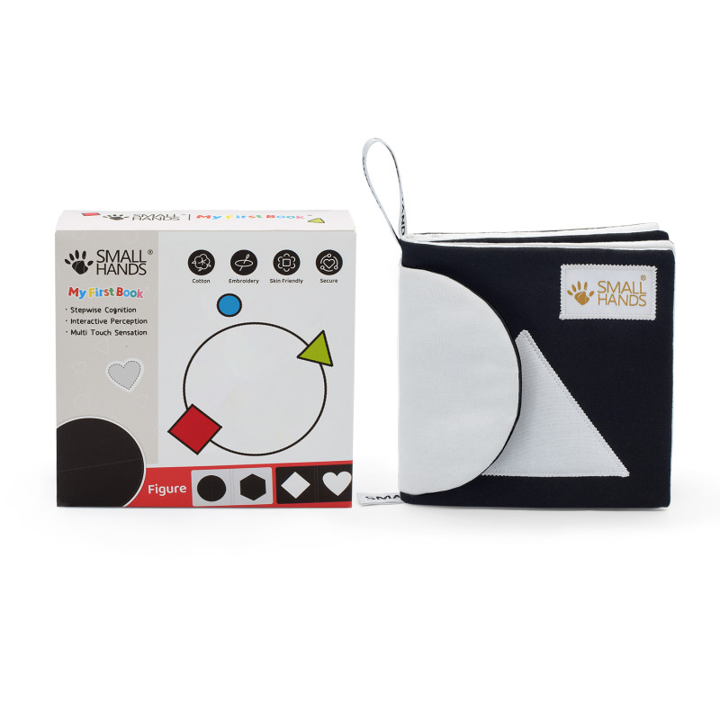 Sensorinė minkšta kūdikių knygelė Juoda balta formos