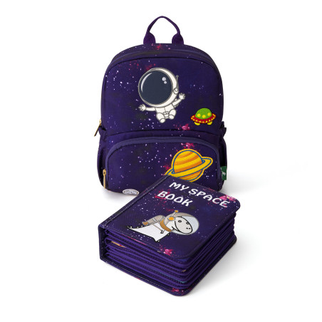 Manipuliacinė montessori knyga su kuprine ir įpakavimu Kosmosas 3-6 m.