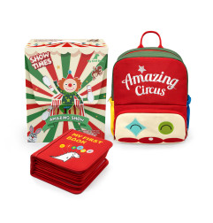 Manipuliacinė montessori knyga su kuprine ir įpakavimu Cirkas 3-6 m.