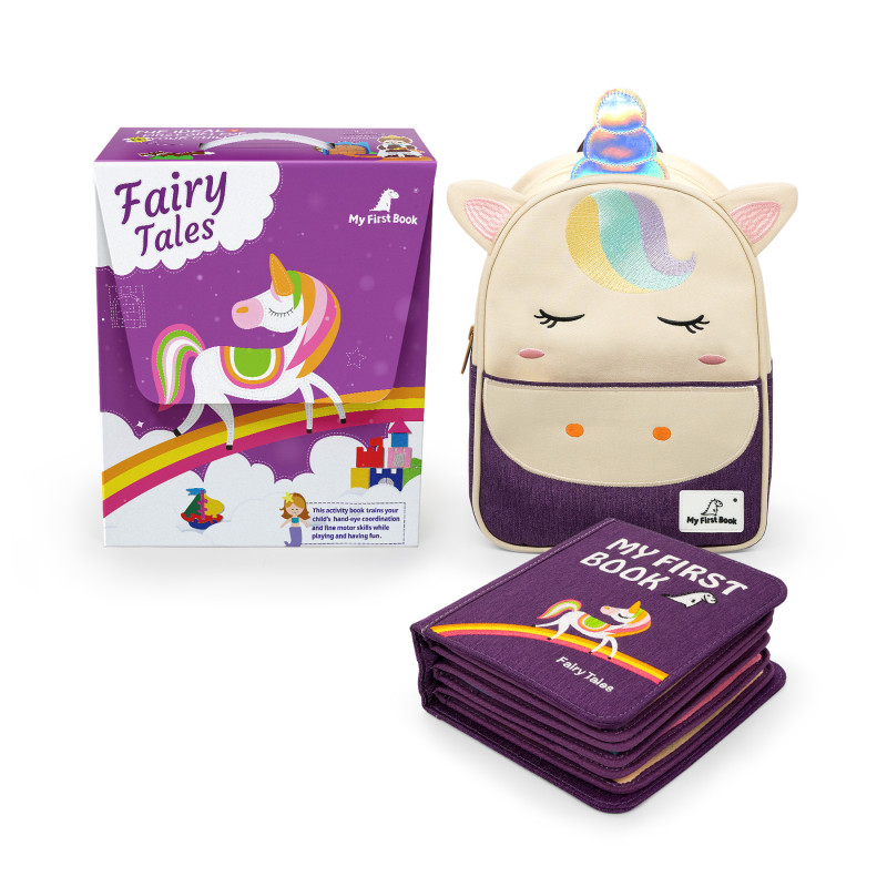 Manipuliacinė montessori knyga su kuprine ir įpakavimu Pasaka 1-3 m.