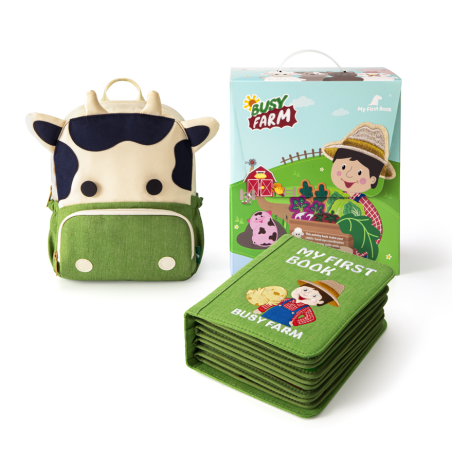 Manipuliacinė montessori knyga su kuprine ir įpakavimu Ūkis 3-6 m.