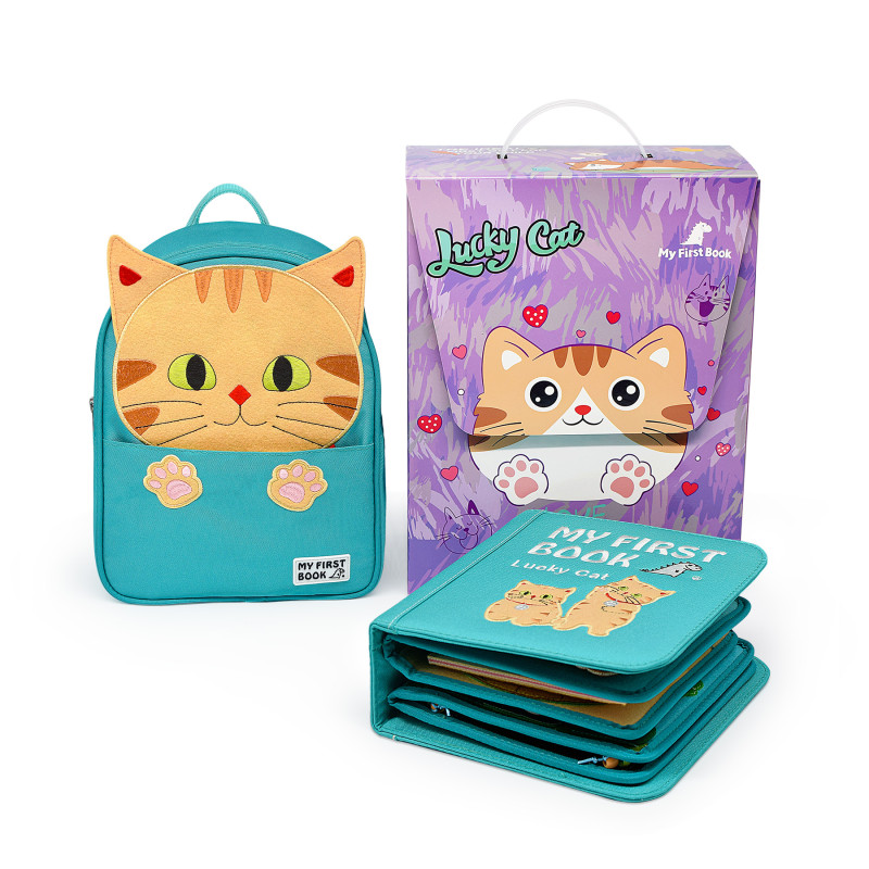 Manipuliacinė montessori knyga su kuprine ir įpakavimu Katės 1-3 m.