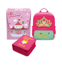 Manipuliacinė montessori knyga su kuprine ir įpakavimu Princesės 3-6 m.