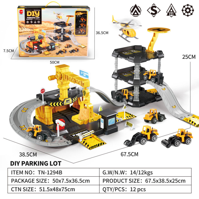 Automobilių stovėjimo aikštelės ir statybvietės rinkinys + automobiliai
